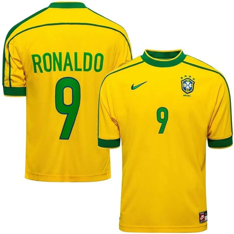 Retro Brazil Home Jersey 1998 RONALDO R9